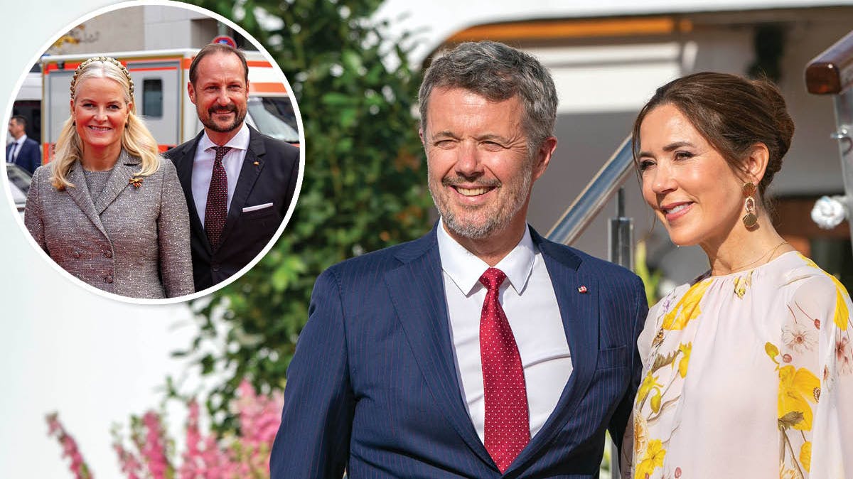 Kong Frederik og dronning Mary. Indsat: Norges kronprins Haakon og kronprinsesse Mette-Marit.