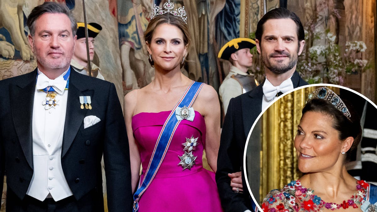 Chris O'Neill, prinsesse Madeleine og prins Carl Philip. Indsat foto af kronprinsesse Victoria.&nbsp;