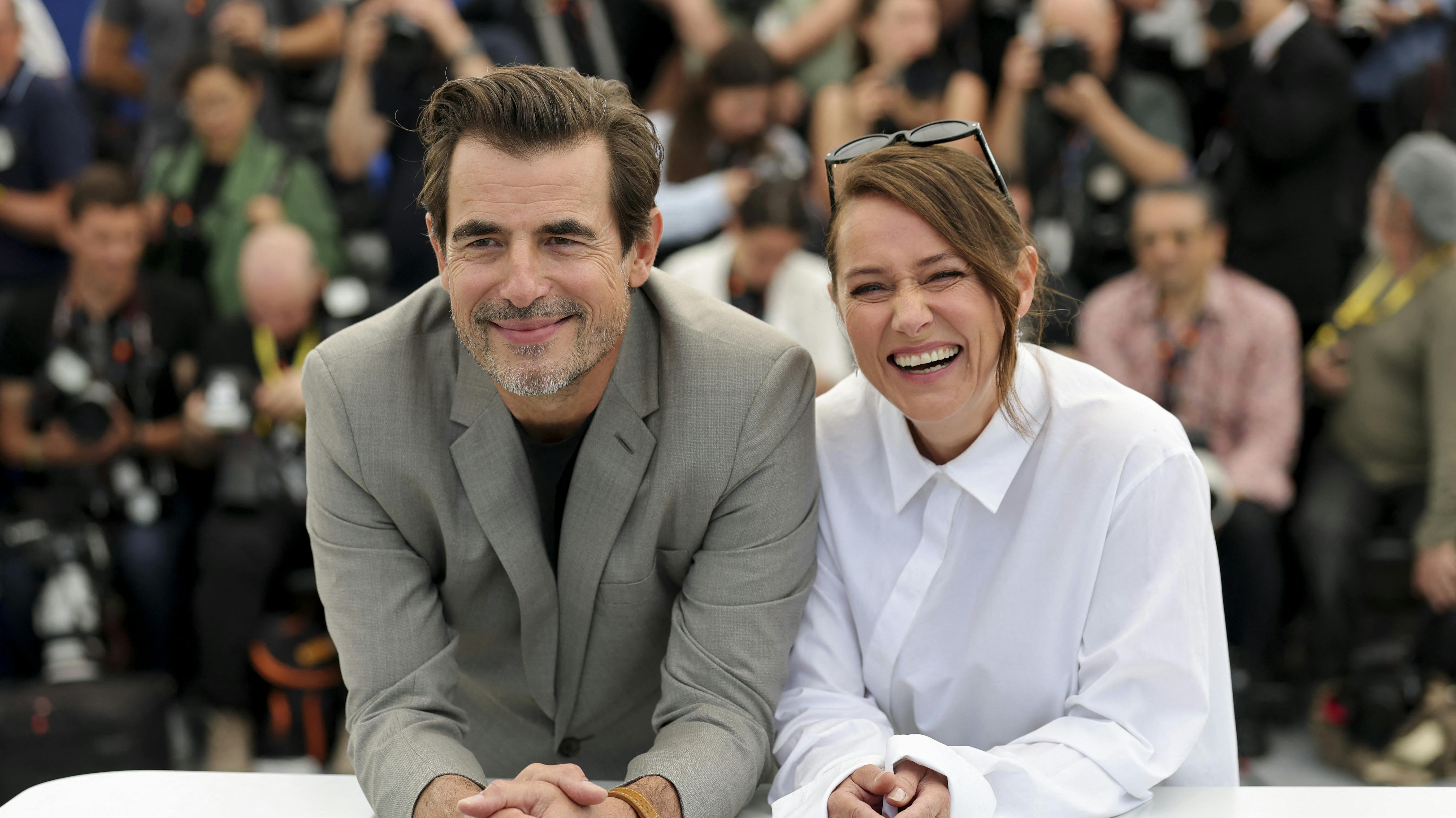 Cast members Claes Bang and Sidse Babett Knudsen pose during a photocall for film "L'inconnu de la Grande Arche" (The Great Arch) in competition for the category Un Certain Regard at the 78th Cannes Film Festival in Cannes, France, May 17, 2025. REUTERS/Stephane Mahe