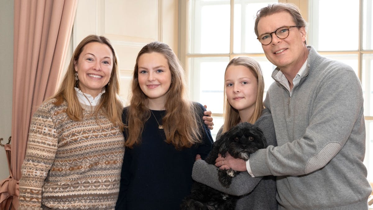 Louise Iuel-Brockdorff Albinus med sin mand, Nikolaj Albinus, og døtrene Marie-Louise og Elisabeth i 2023. Nu begynder et nyt kapitel for dem.&nbsp;