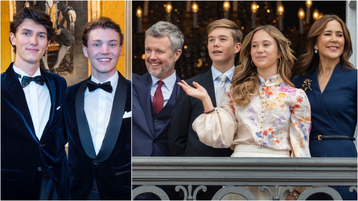 Grev Nikolai og grev Felix. Kong Frederik, prins Vincent, prinsesse Josephine og dronning Mary.&nbsp;