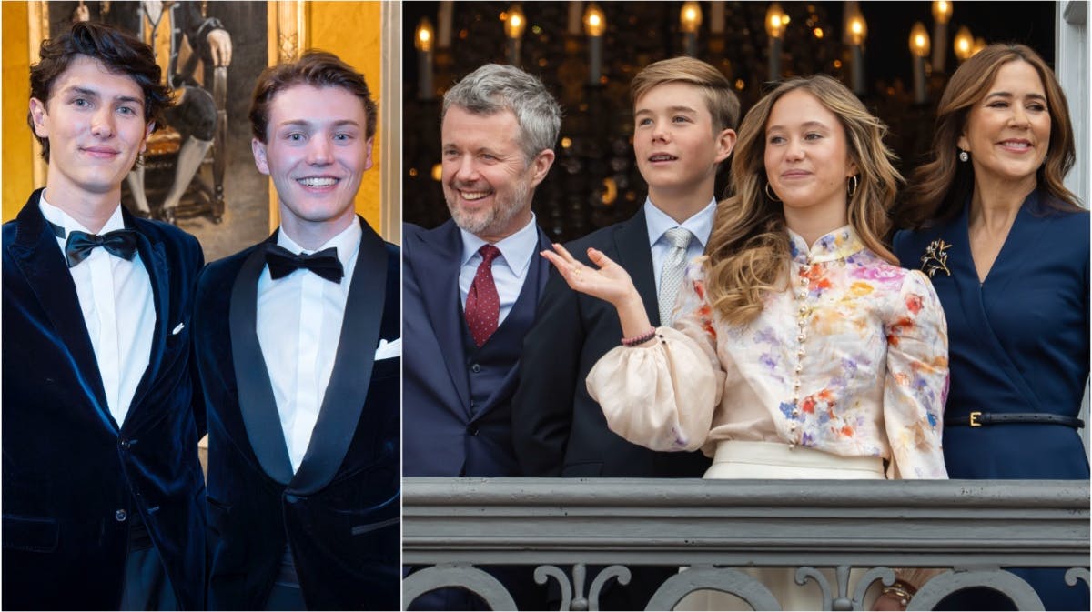 Grev Nikolai og grev Felix. Kong Frederik, prins Vincent, prinsesse Josephine og dronning Mary. 