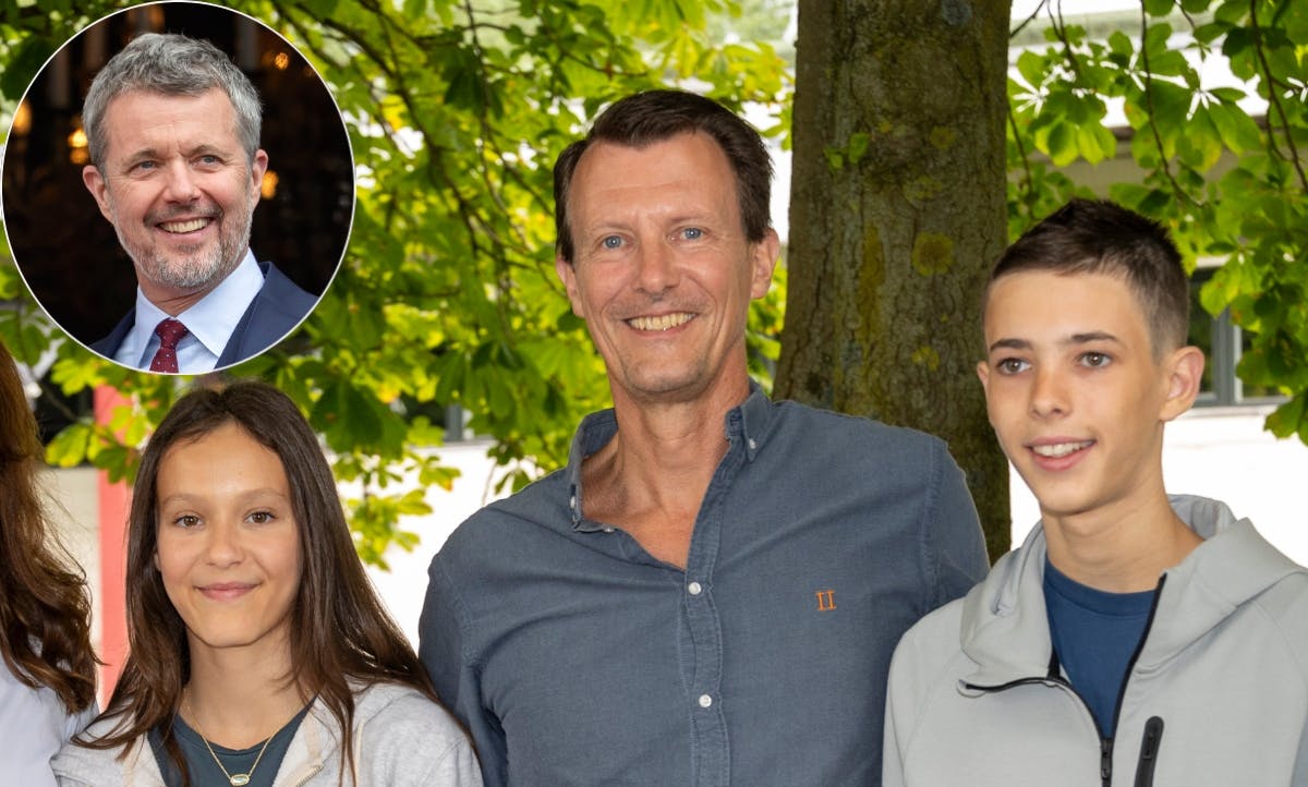 Kong Frederik samt komtesse Athena, prins Joachim og grev Henrik