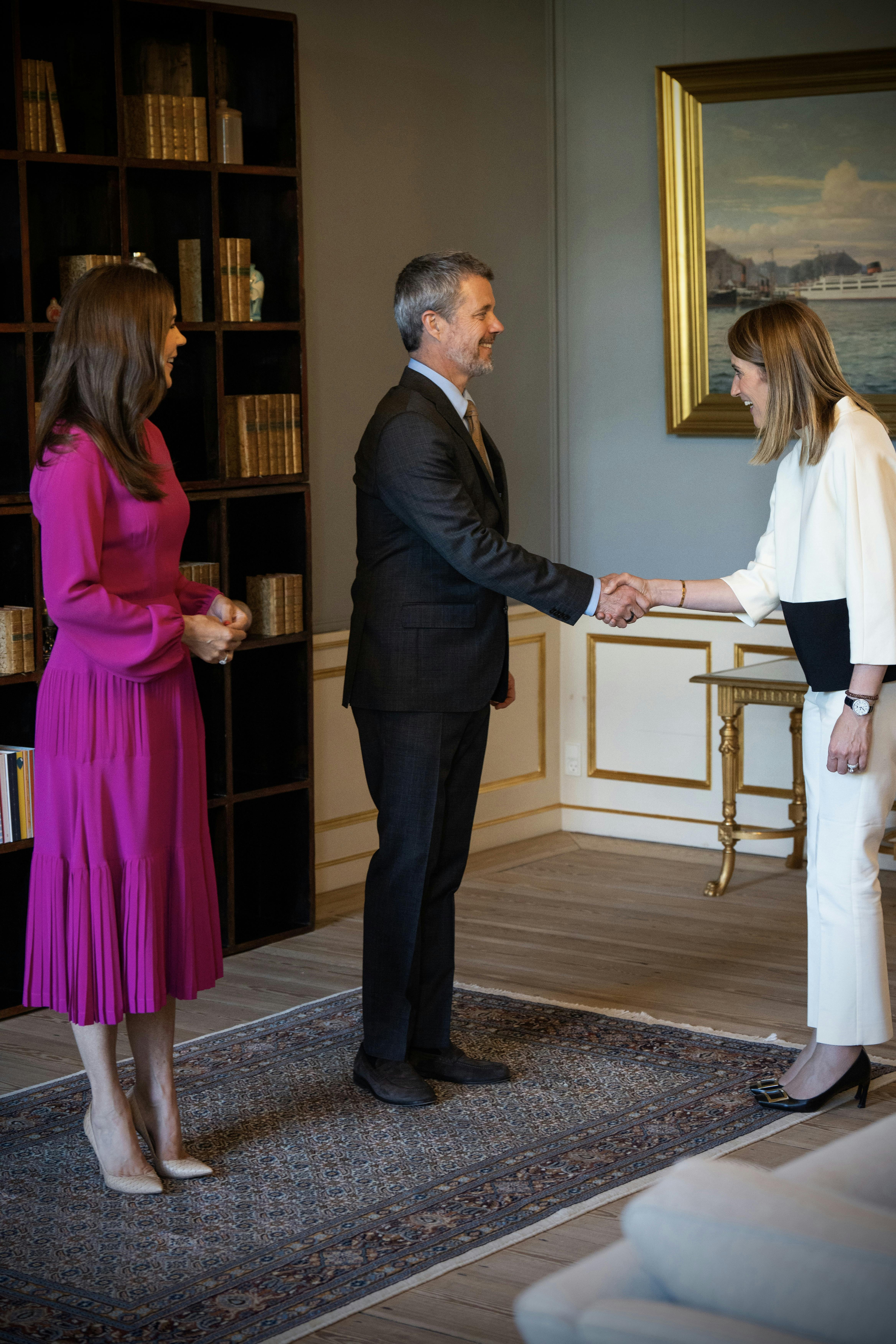 Kongeparret modtog den 3. juni 2025 Europa-Parlamentets formandskonference i Frederik VIII's Palæ på Amalienborg.