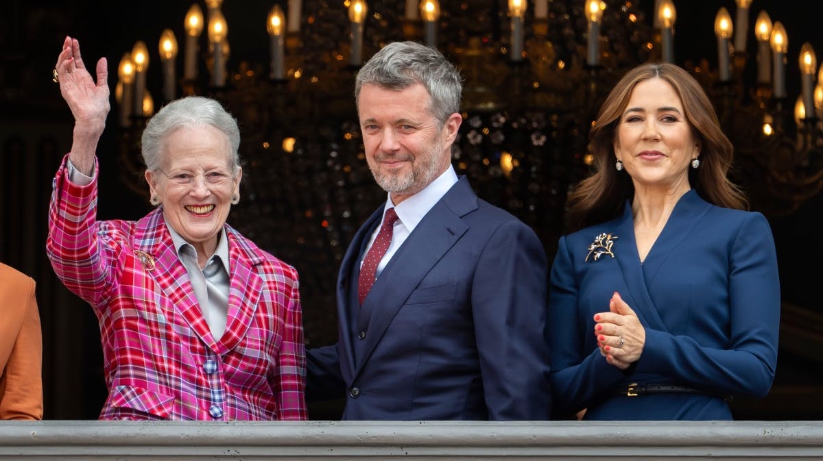 Dronning Margrethe, kong Frederik og dronning Mary.