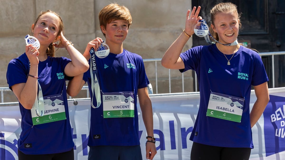 Prinsesse Josephine, prins Vincent og prinsesse Isabella til Royal Run 2024. 