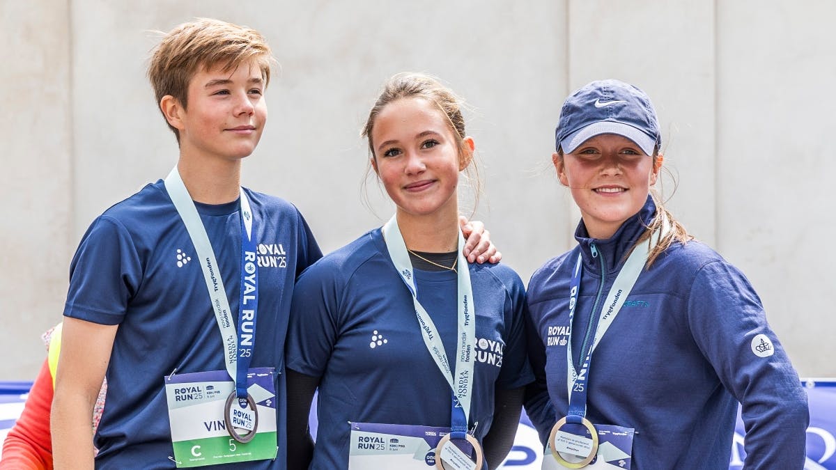 Prins Vincent, prinsesse Josephine og prinsesse Isabella til Royal Run 2025. 