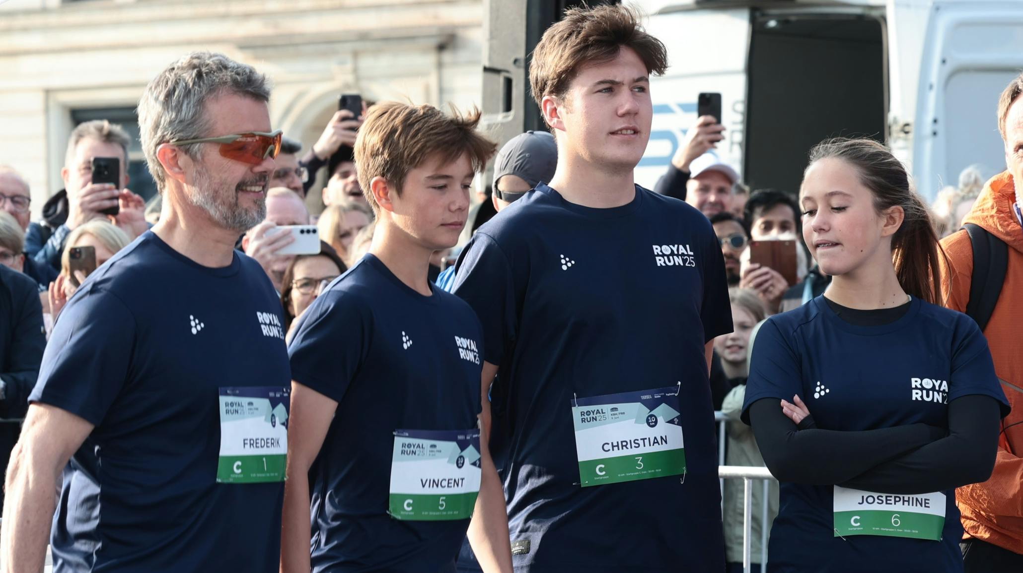 Kong Frederik, prins Vincent, kronprins Christian og prinsesse Josephine. 