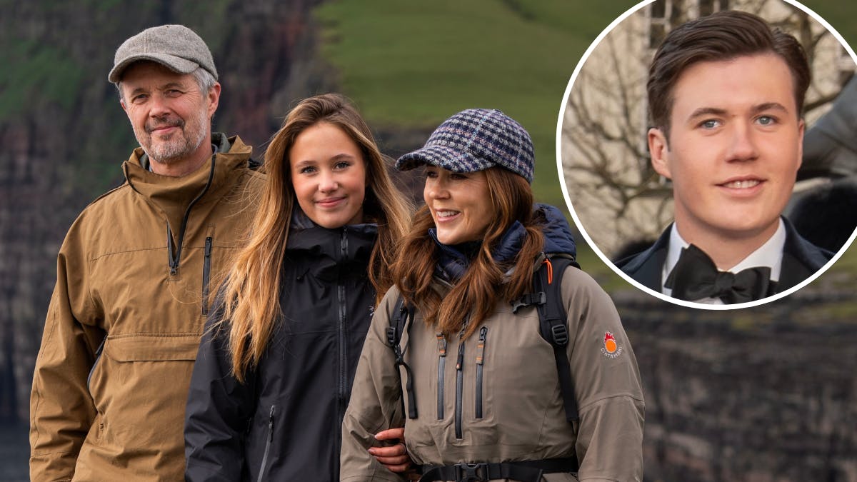 Kong Frederik, prinsesse Josephine og dronning Mary. Indsat foto af kronprins Christian.&nbsp;