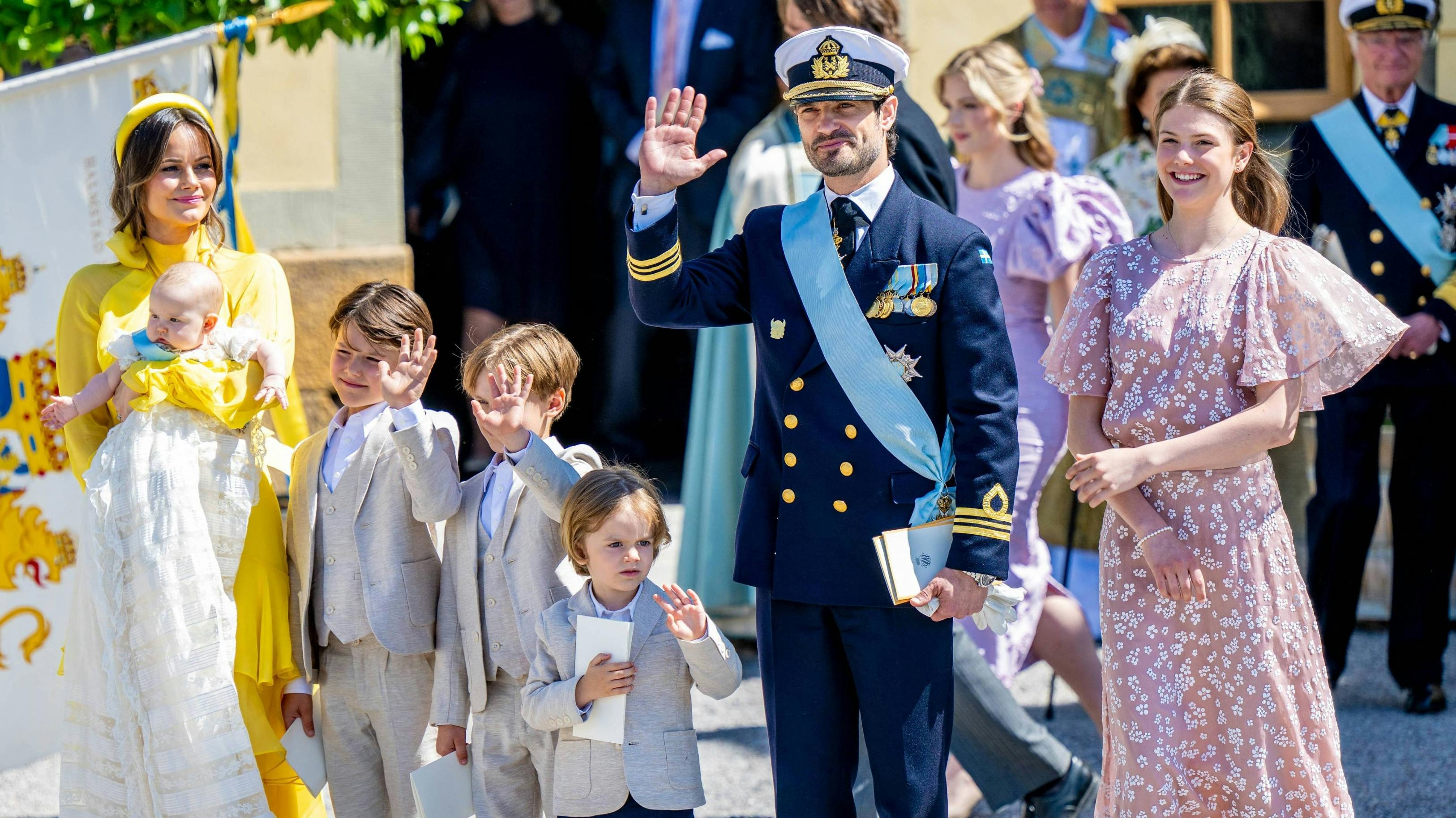 Prinsesse Sofia, prinsesse Ines, prins Alexander, prins Gabriel, prins Julian, prins Carl Philip og prinsesse Estelle.&nbsp;