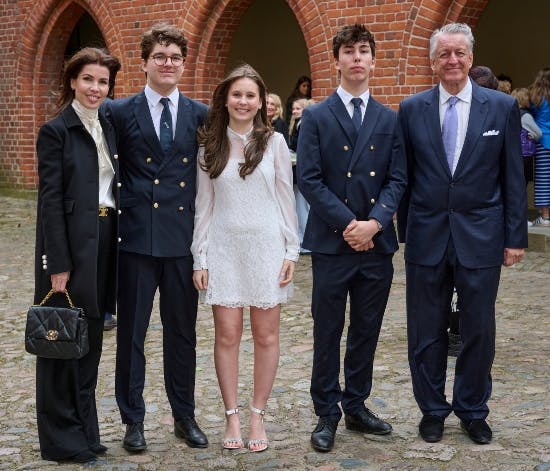Familen Reedtz-Thott fra venstre: Helle, Ludvig, Eloise, Holger og Otto Reedtz-Thott. 