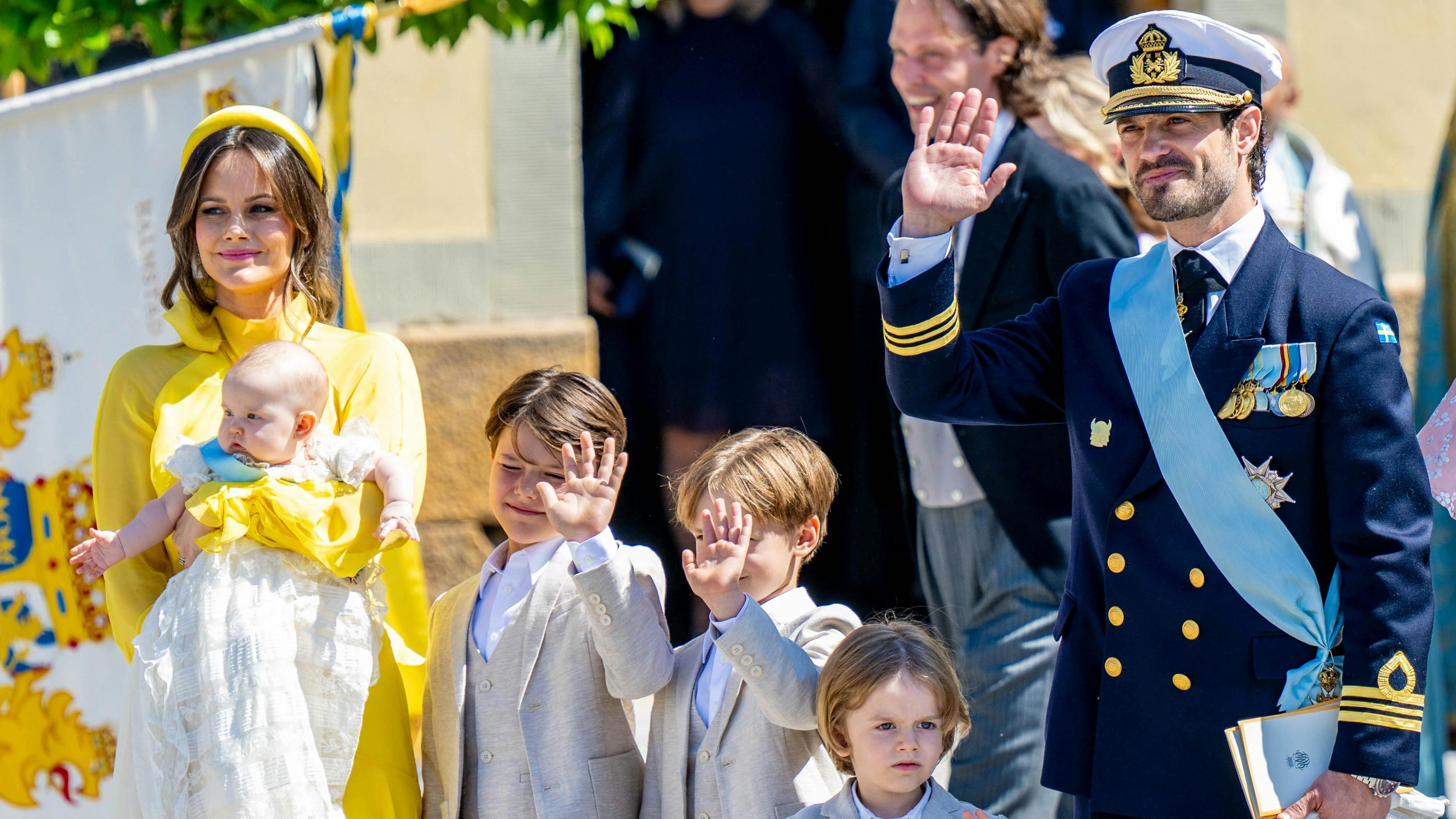 Prinsesse Sofia, prinsesse Ines, prins Alexander, prins Gabriel, prins Julian og prins Carl Philip.&nbsp;