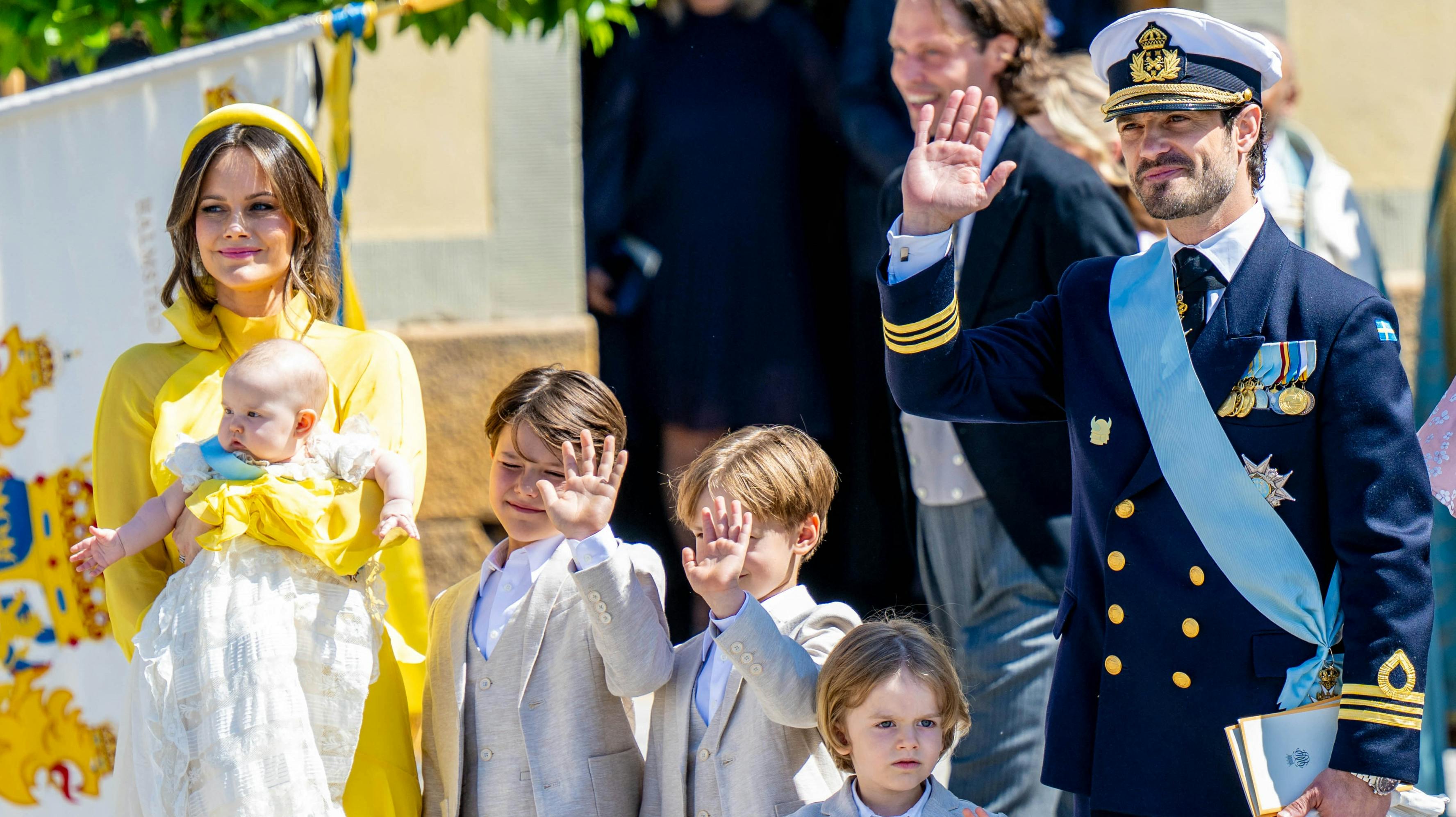 Prinsesse Sofia, prinsesse Ines, prins Alexander, prins Gabriel, prins Julian og prins Carl Philip. 