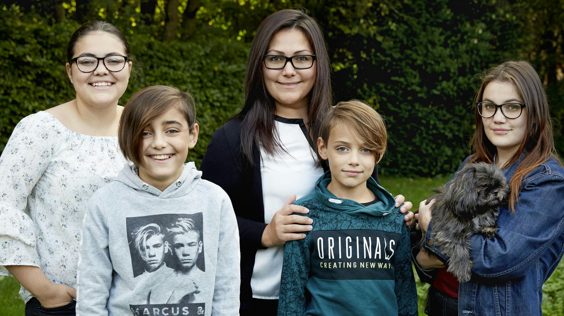 Christina Siguenza med børnene Isabella, Romeo, William og Stephanie.