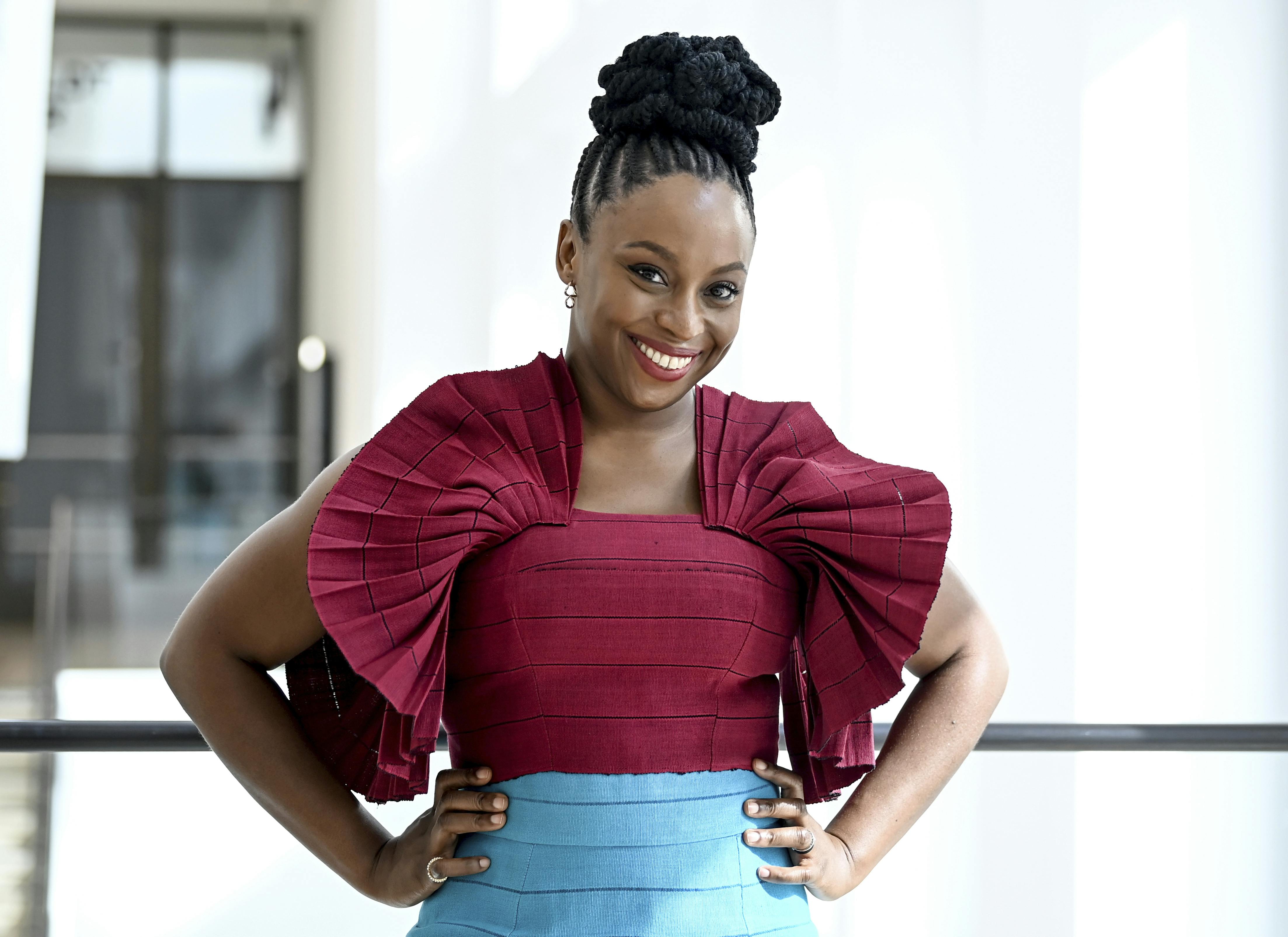 22 September 2021, Berlin: Chimamanda Ngozi Adichie, Nigerian writer on the sidelines of a museum opening. Photo by: Britta Pedersen/picture-alliance/dpa/AP Images