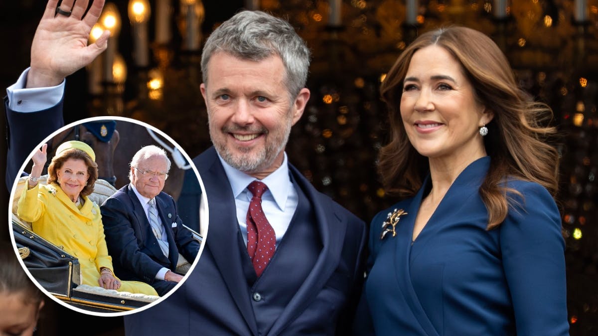 Dronning Silvia og kong Carl Gustaf samt kong Frederik og dronning Mary.