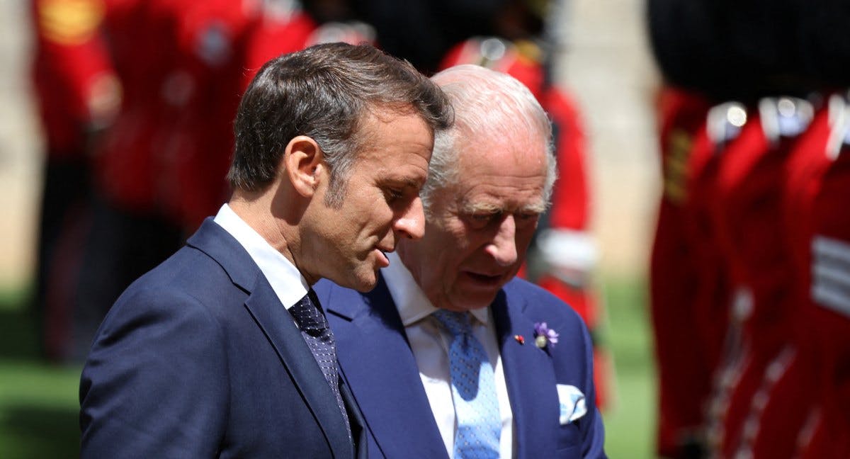 Præsident Emmanuel Macron og kong Charles.