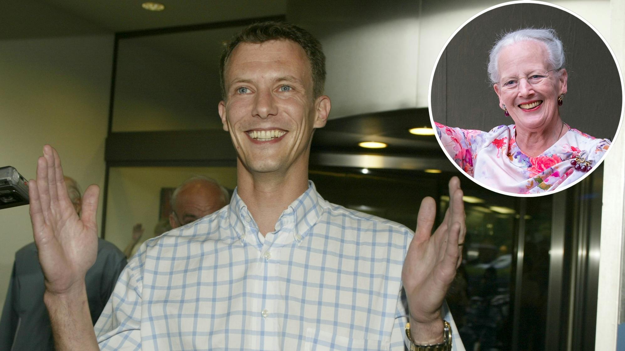 Prins Joachim efter Felix' fødsel i 2002 og dronning Margrethe. 