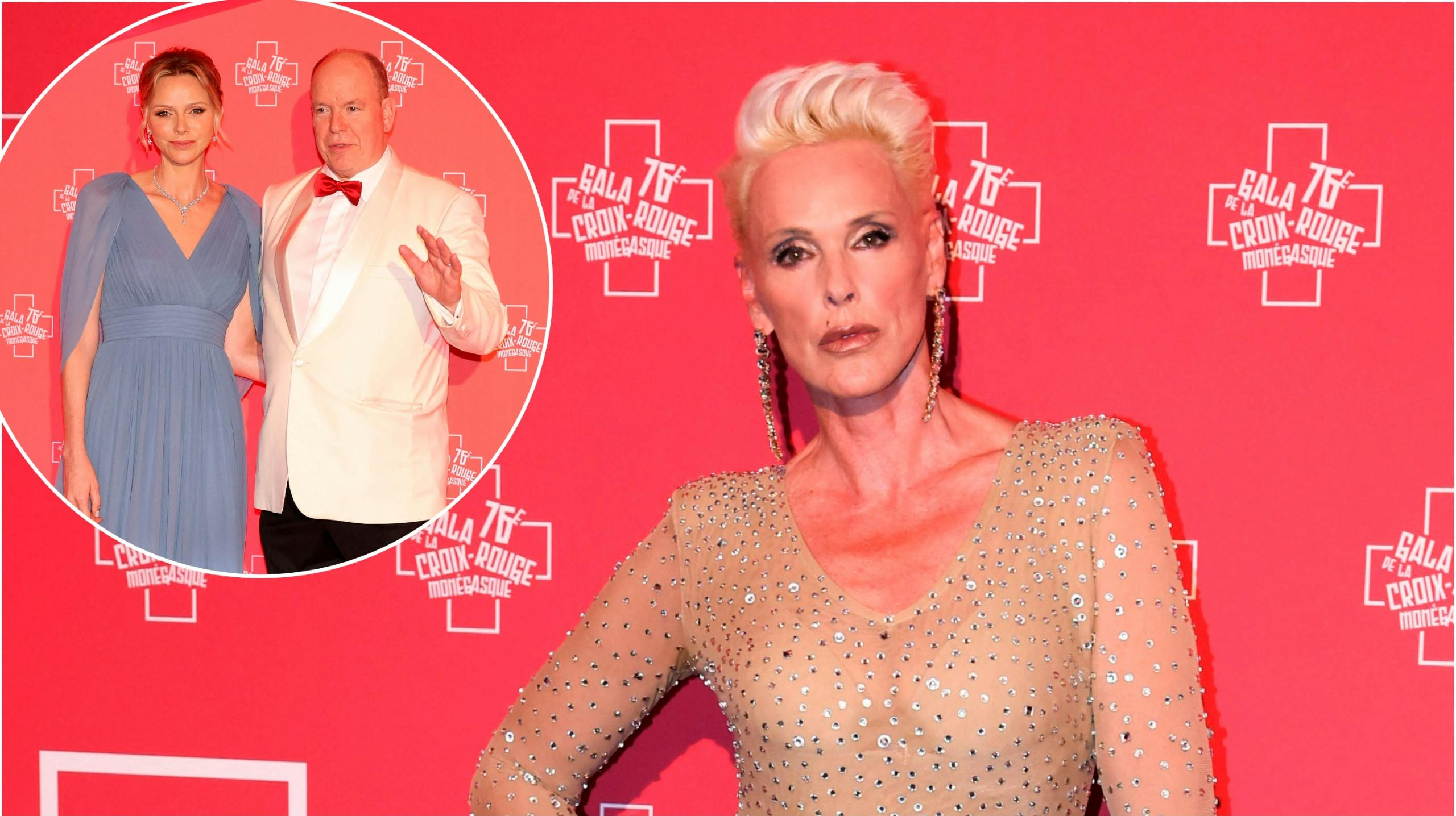 Birgitte Nielsen samt fyrstinde Charlene og fyrst Albert.