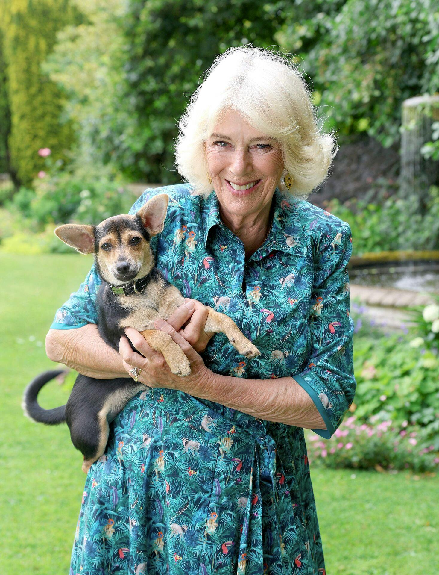 Dronning Camilla med hunden Moley.