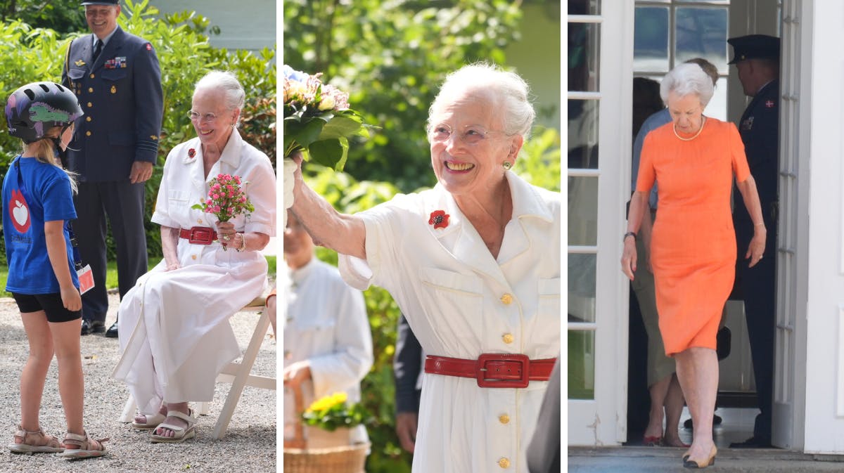 Dronning Margrethe og prinsesse Benedikte til ringrideroptog i Gråsten