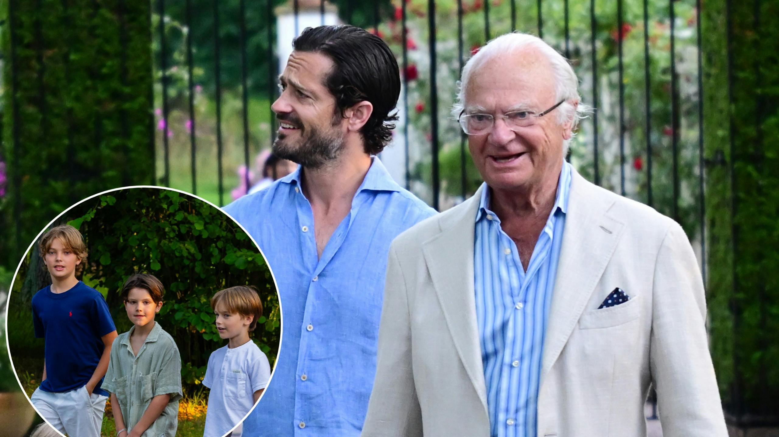 Prins Carl Philip og kong Carl Gustaf på drengetur med børn og børnebørn.