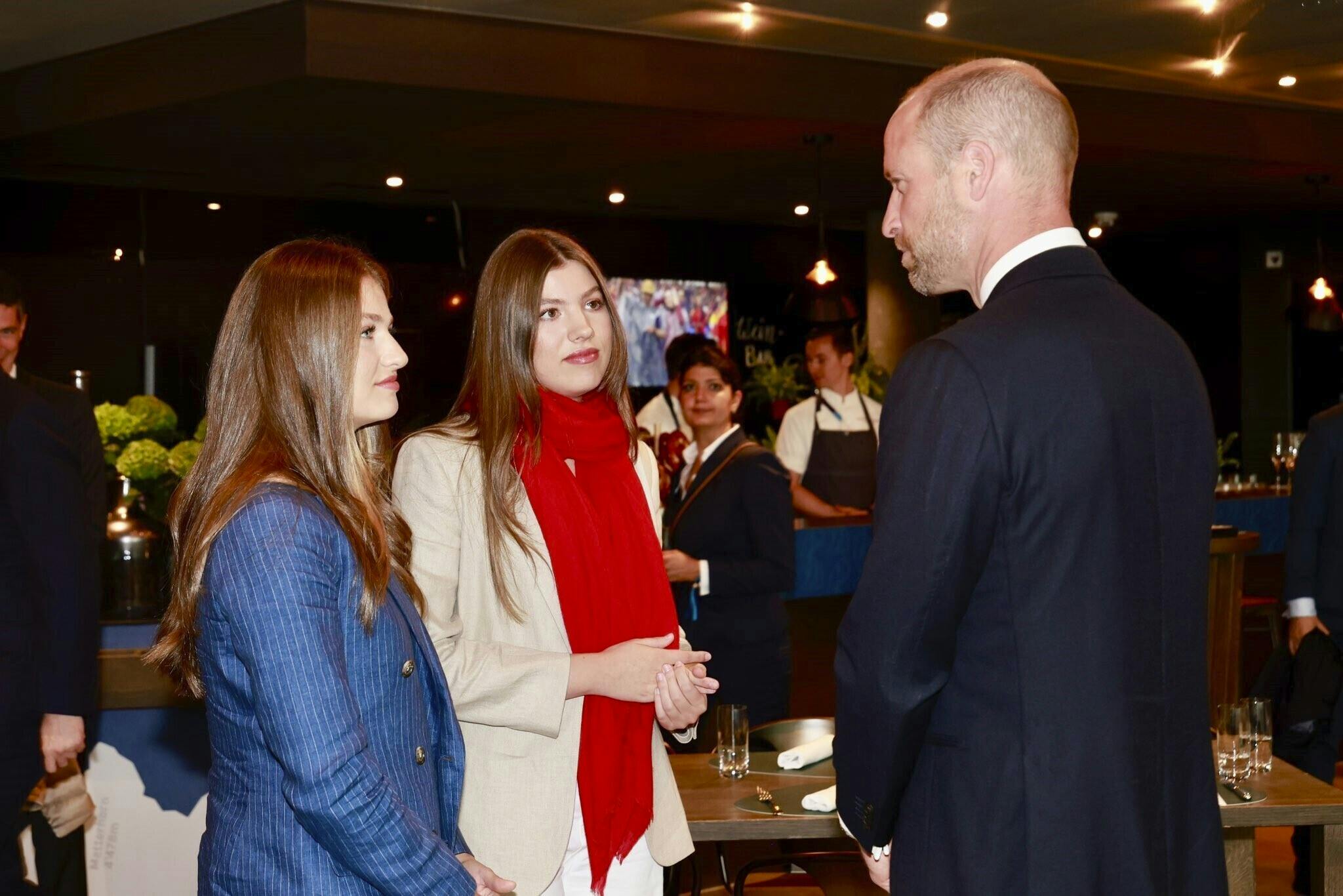 The Princess of Asturias and the Infanta Sofia together with Prince William of England attend the UEFA Women's EURO 2025 final between the national teams of England and Spain, held at the St. Jakob-Park on 27 July 2025 in Basel (Switzerland). 27 JULY 2025 Europa Press 07/27/2025 (Europa Press via AP)