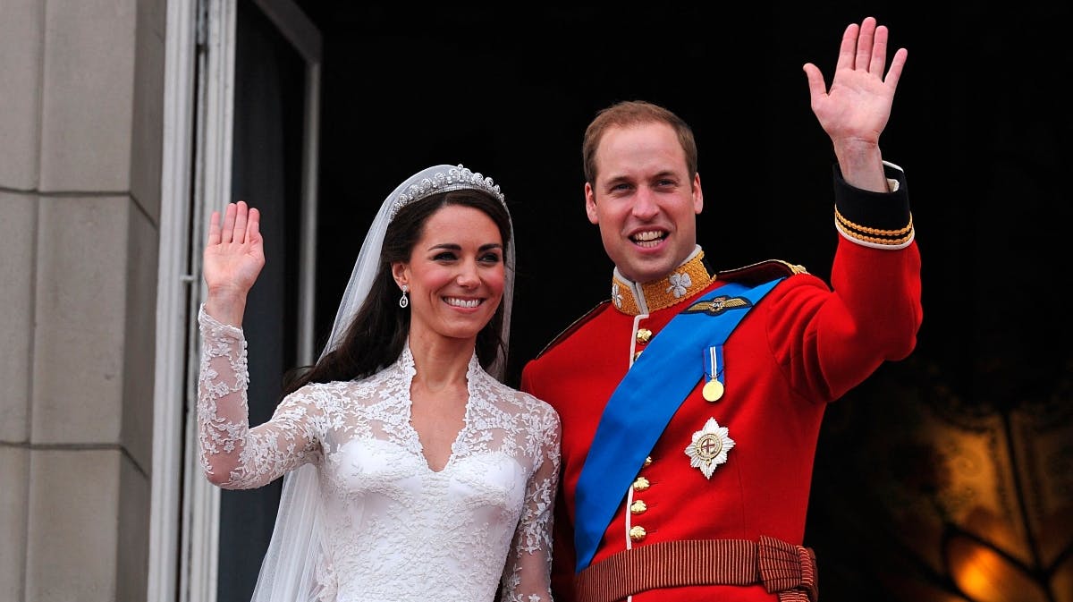 Kate og William ved brylluppet den 29. april 2011.