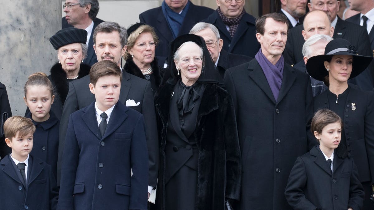 Den kongelige familie ved prins Henriks bisættelse i 2018.