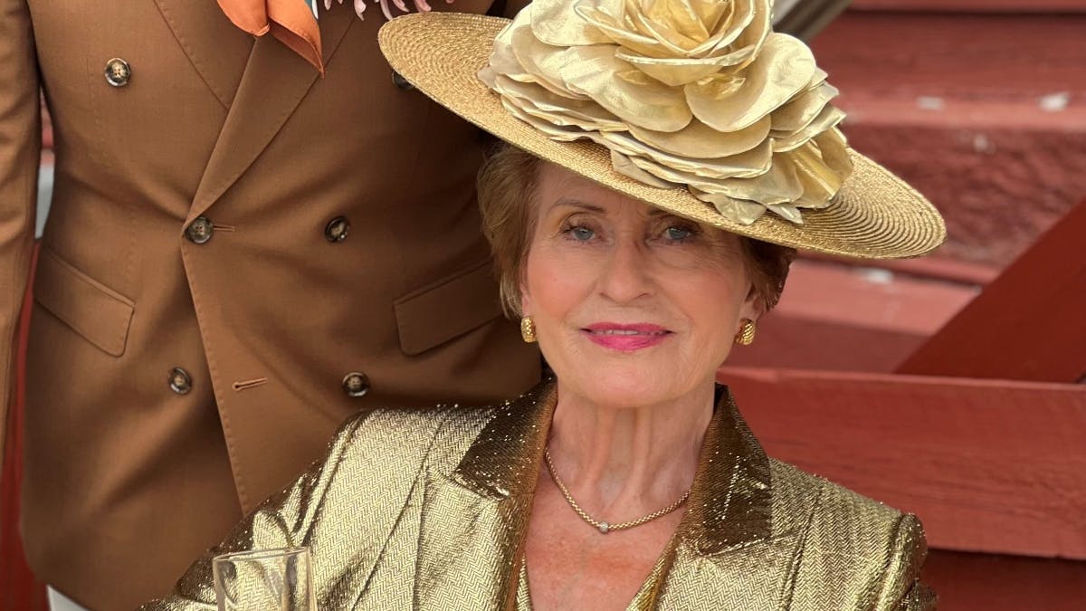 Karin Salling i festlig stil i weekenden.&nbsp;