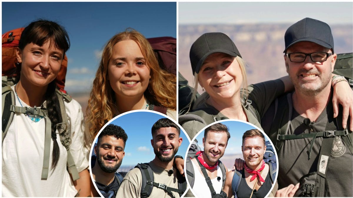 Bagerst fra venstre: Mille, Amalie, Johnni, Jeanette. Forreste fra venstre: Mohammed, Rand, Benjamin og Morten fra "Først til verdens ende".&nbsp;