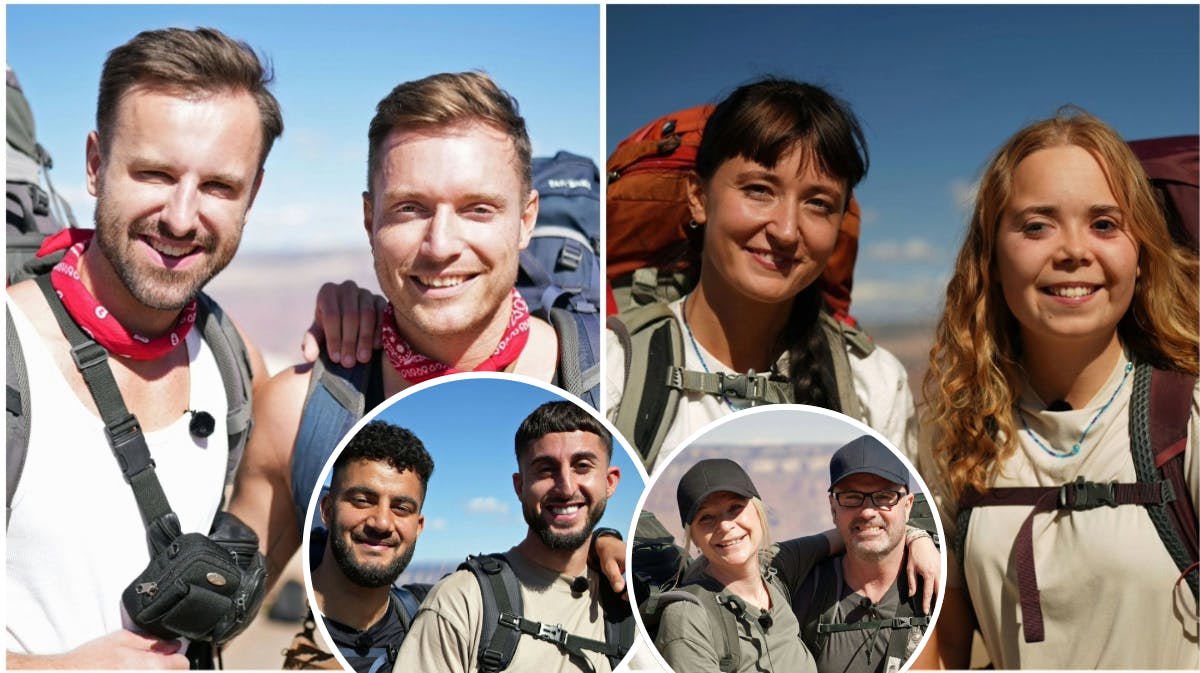 Bagerst fra venstre: Benjamin, Morten, Mille, Amalie. Forrest fra venstre: Mohammed, Rand, Jeanette og Johnni fra "Først til verdens ende". 
