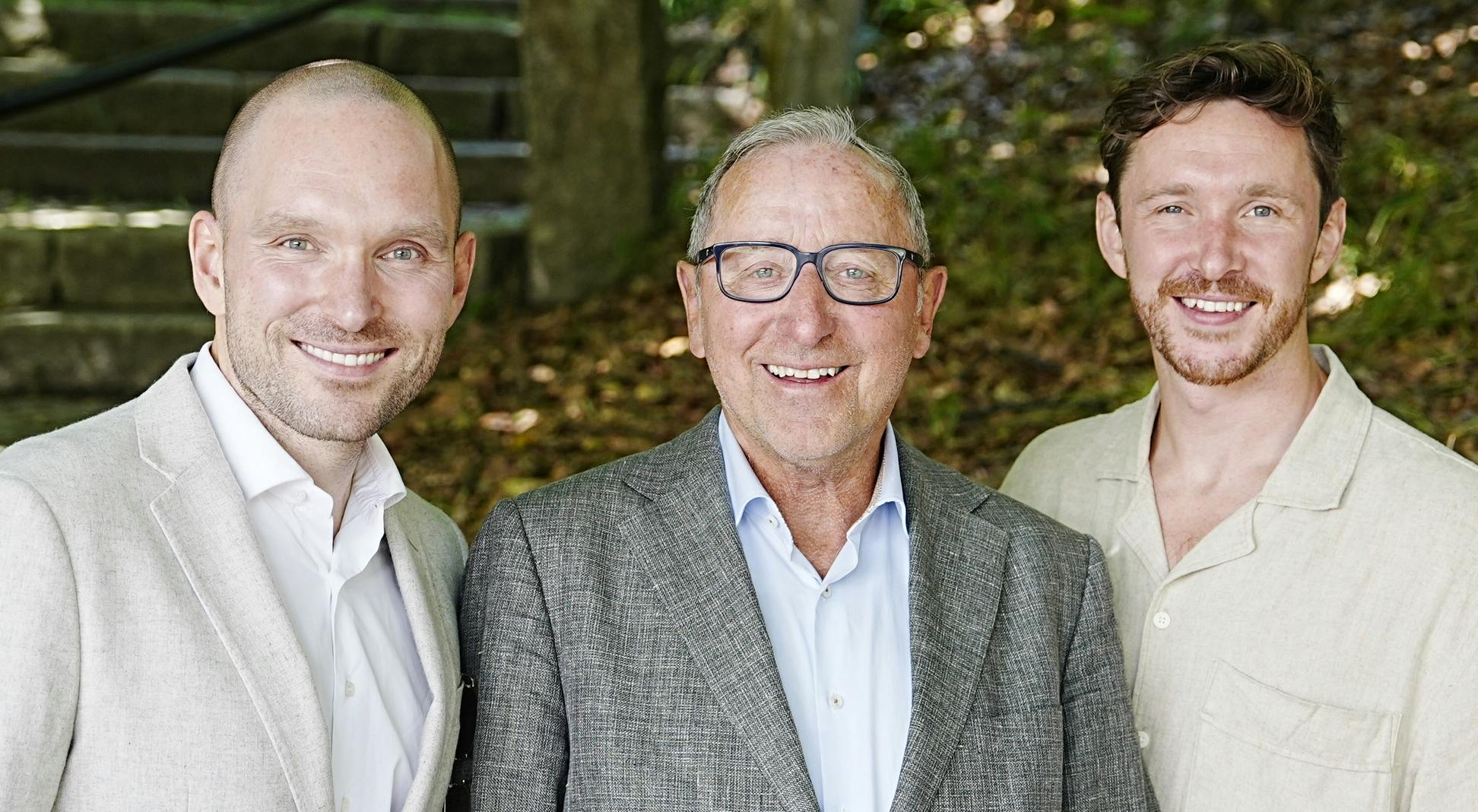 fra venstre: Kasper Sonne Nørbygaard, Finn Nørbygaard og Mikkel Sonne Nørbygaard.&nbsp;