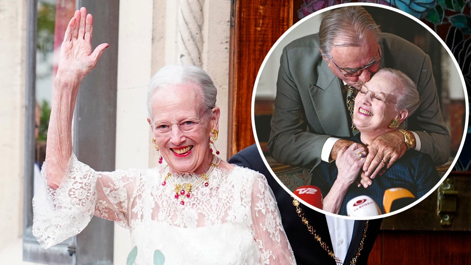 Dronning Margrethe bar en kærlighedsgave fra prins Henrik. 