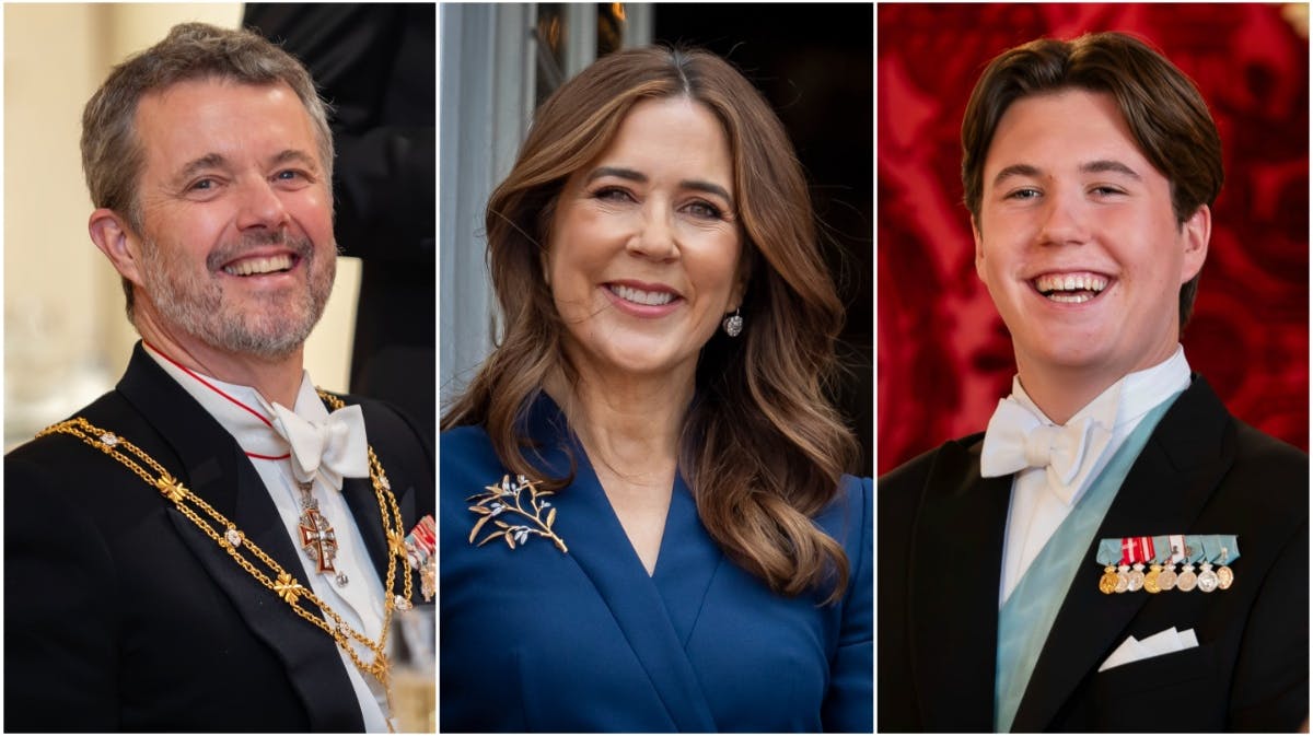 Kong Frederik, dronning Mary og kronprins Christian.