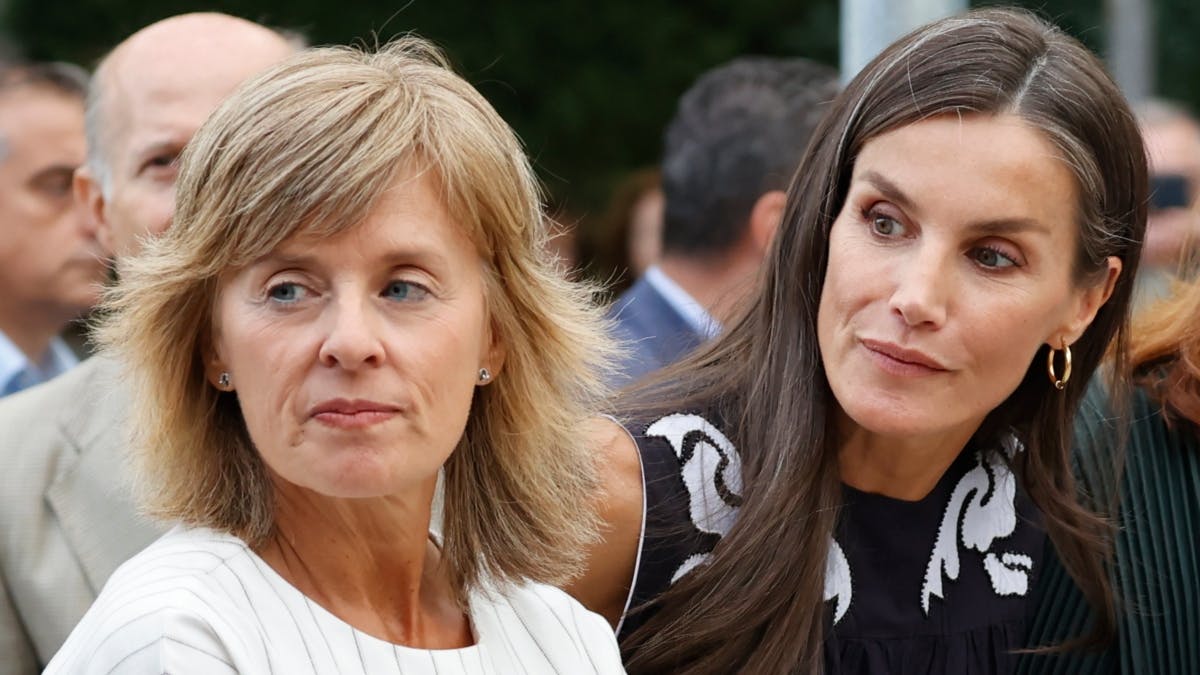 Marta Carazo og dronning Letizia ved onsdagens opgave.&nbsp;