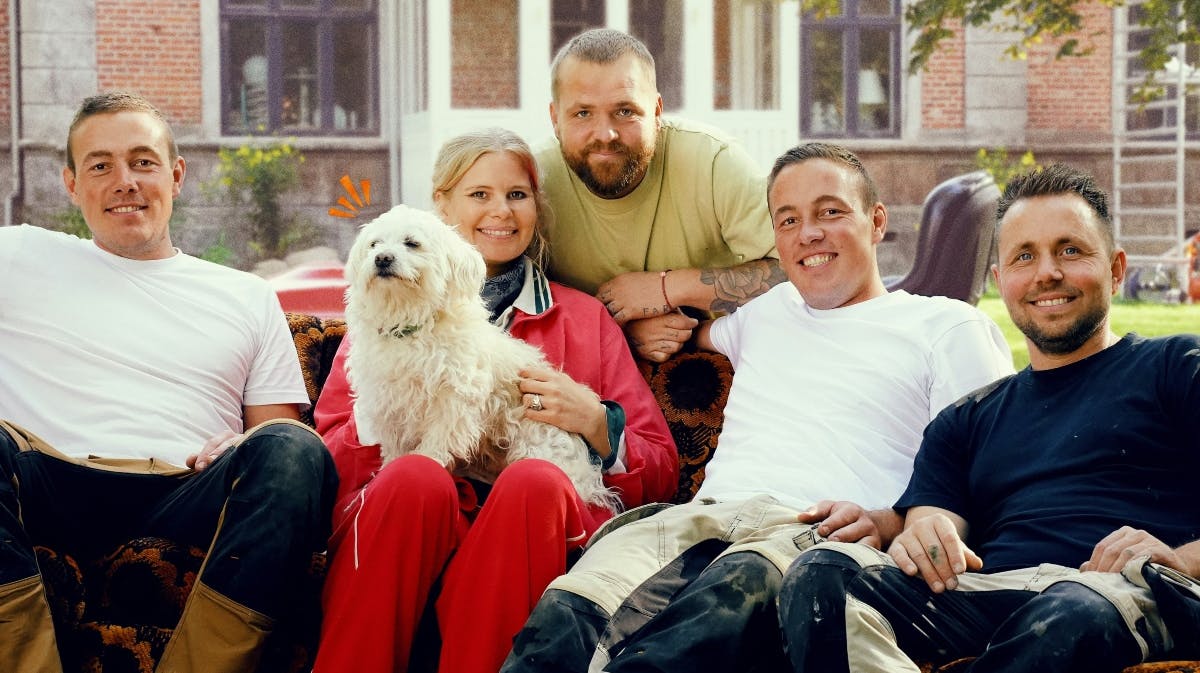 Sofie Linde og Joakim Ingversen samt Anders, Philip og Boris i "Linde på Langeland"