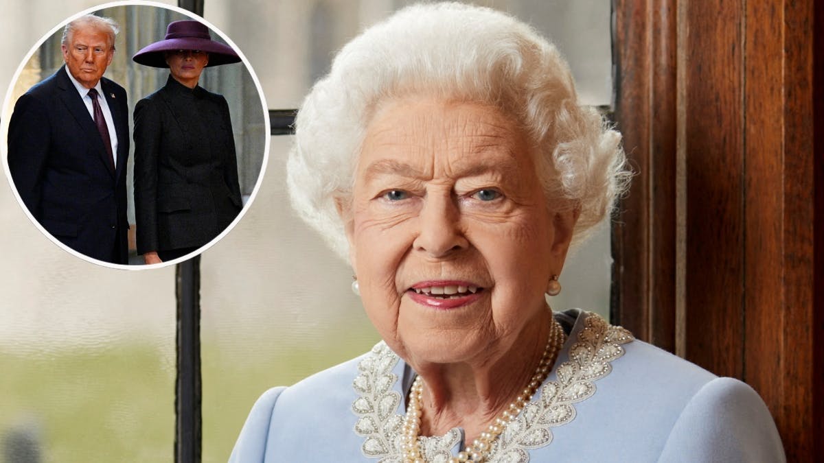 Dronning Elizabeth samt Donald og Melania Trump