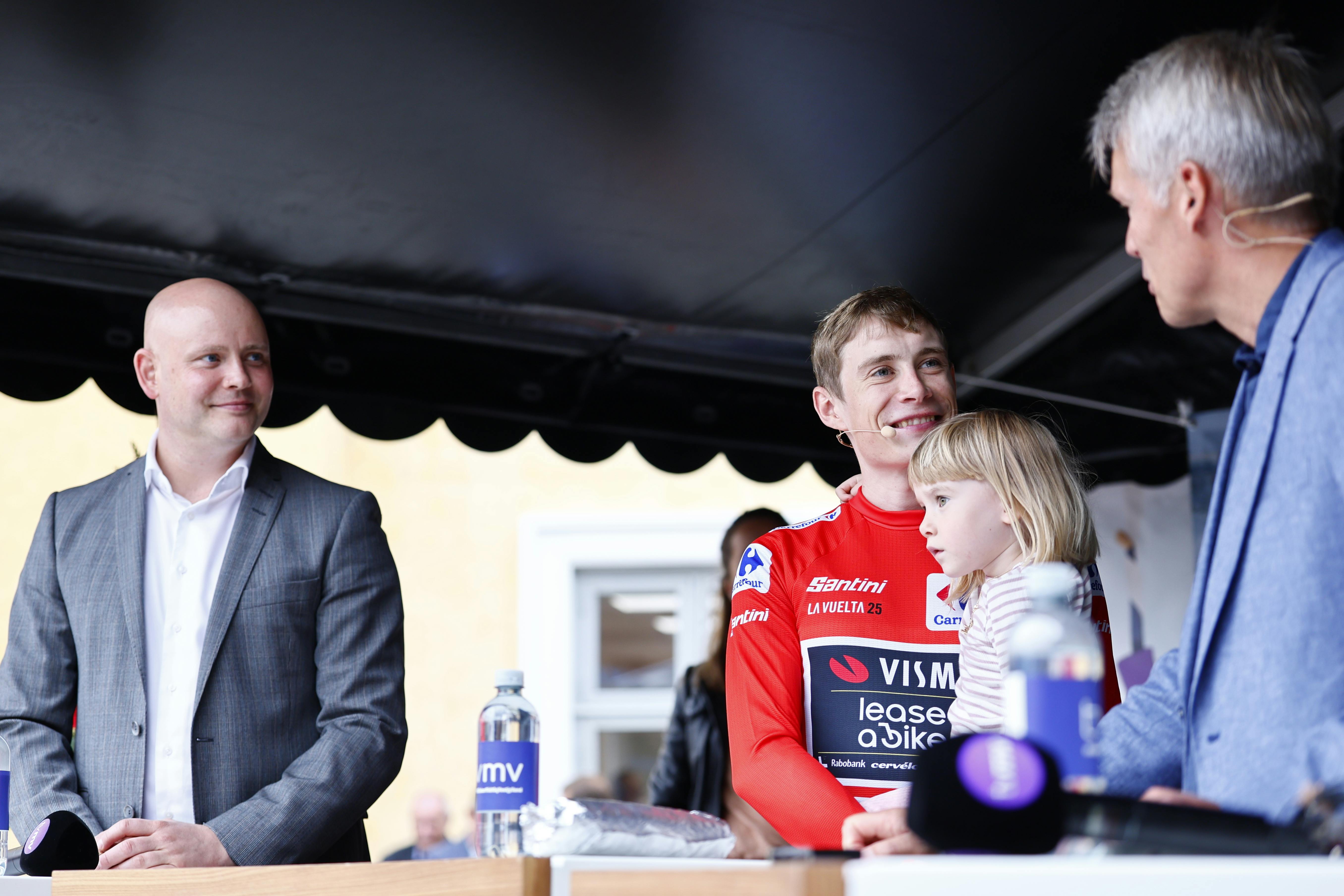 Jonas Vingegaard fejres i anledning af hans sejr i Vuelta a Espana ved et arrangement i Skive fredag den 19. september 2025.