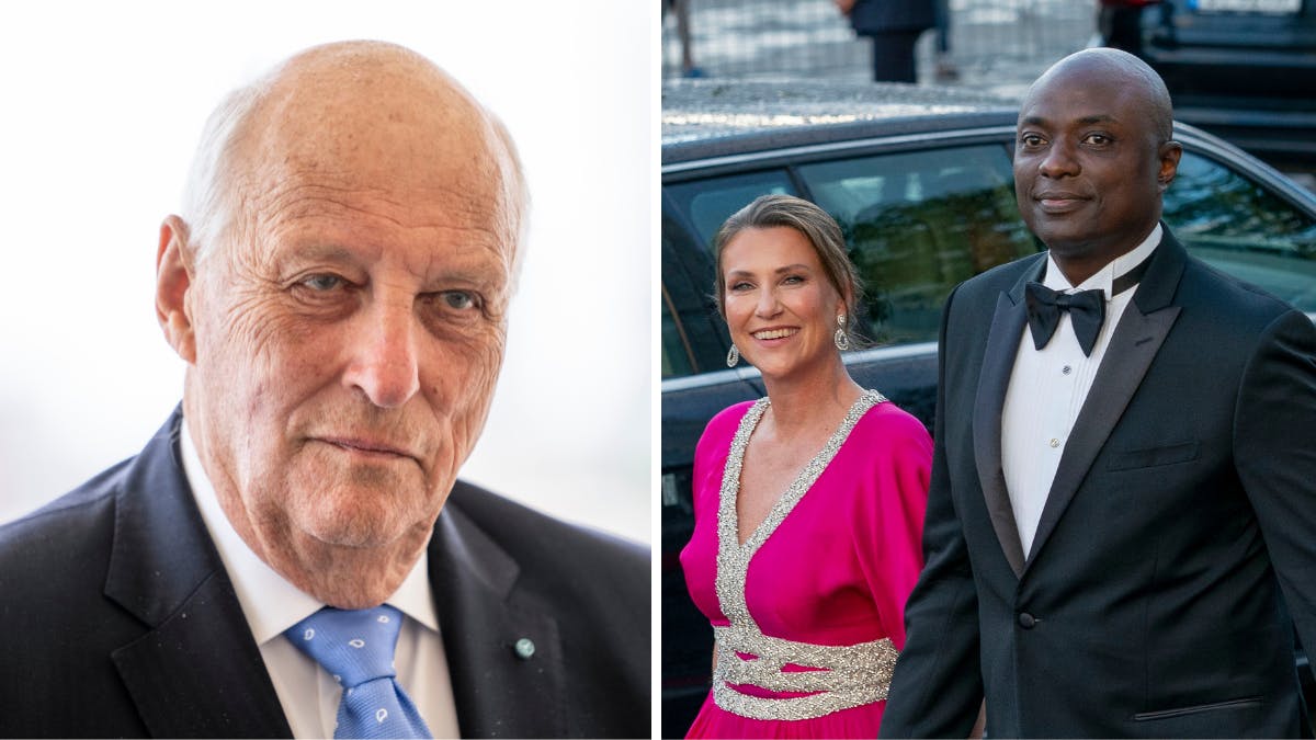 Kong Harald samt prinsesse Märtha Louise og Durek Verrett