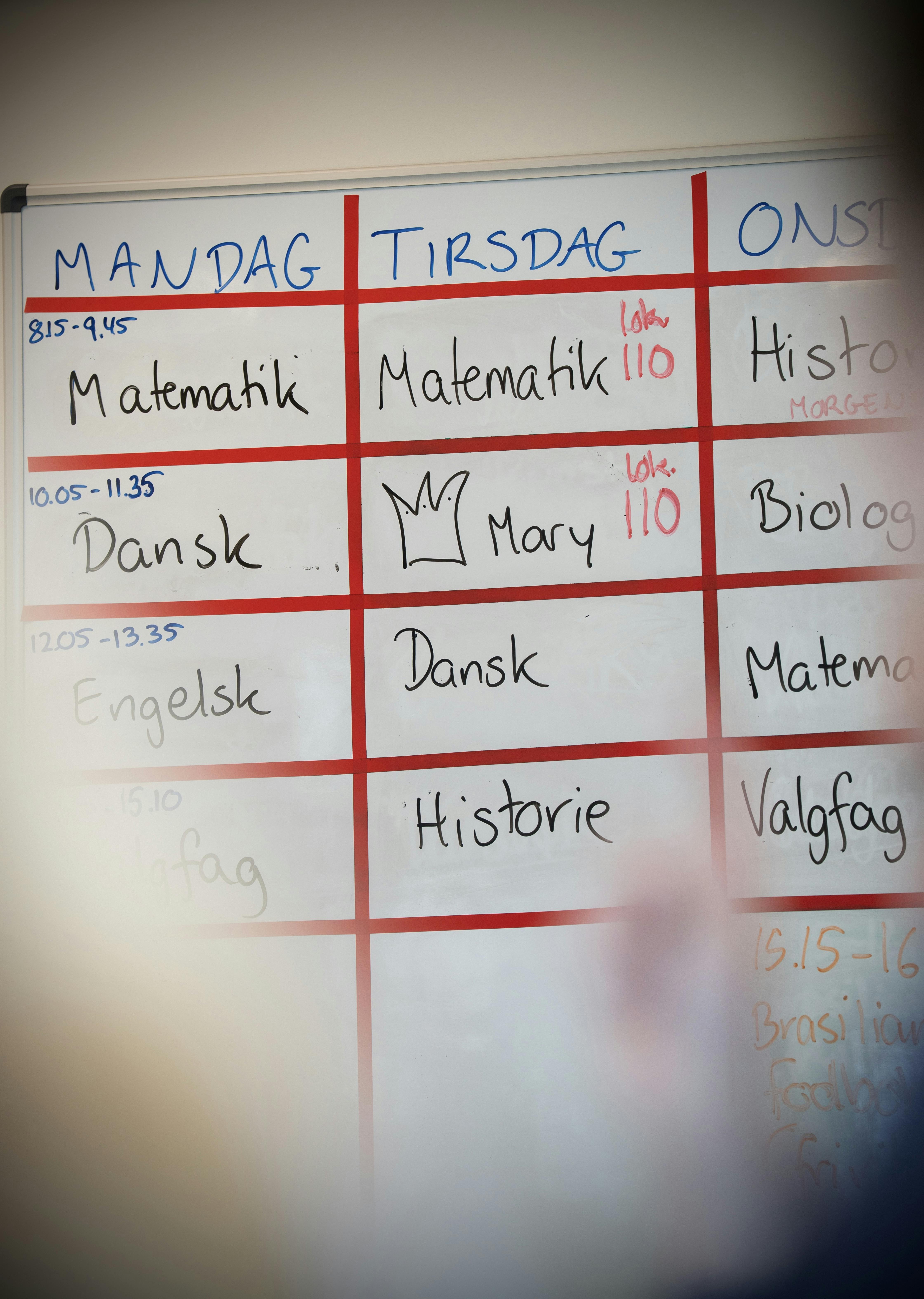 Mary var på skemaet.