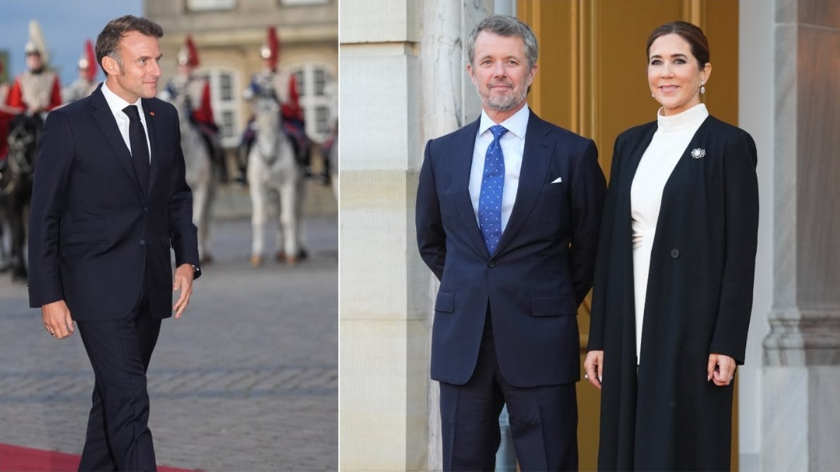 Emmanuel Macron, kong Frederik og dronning Mary.
