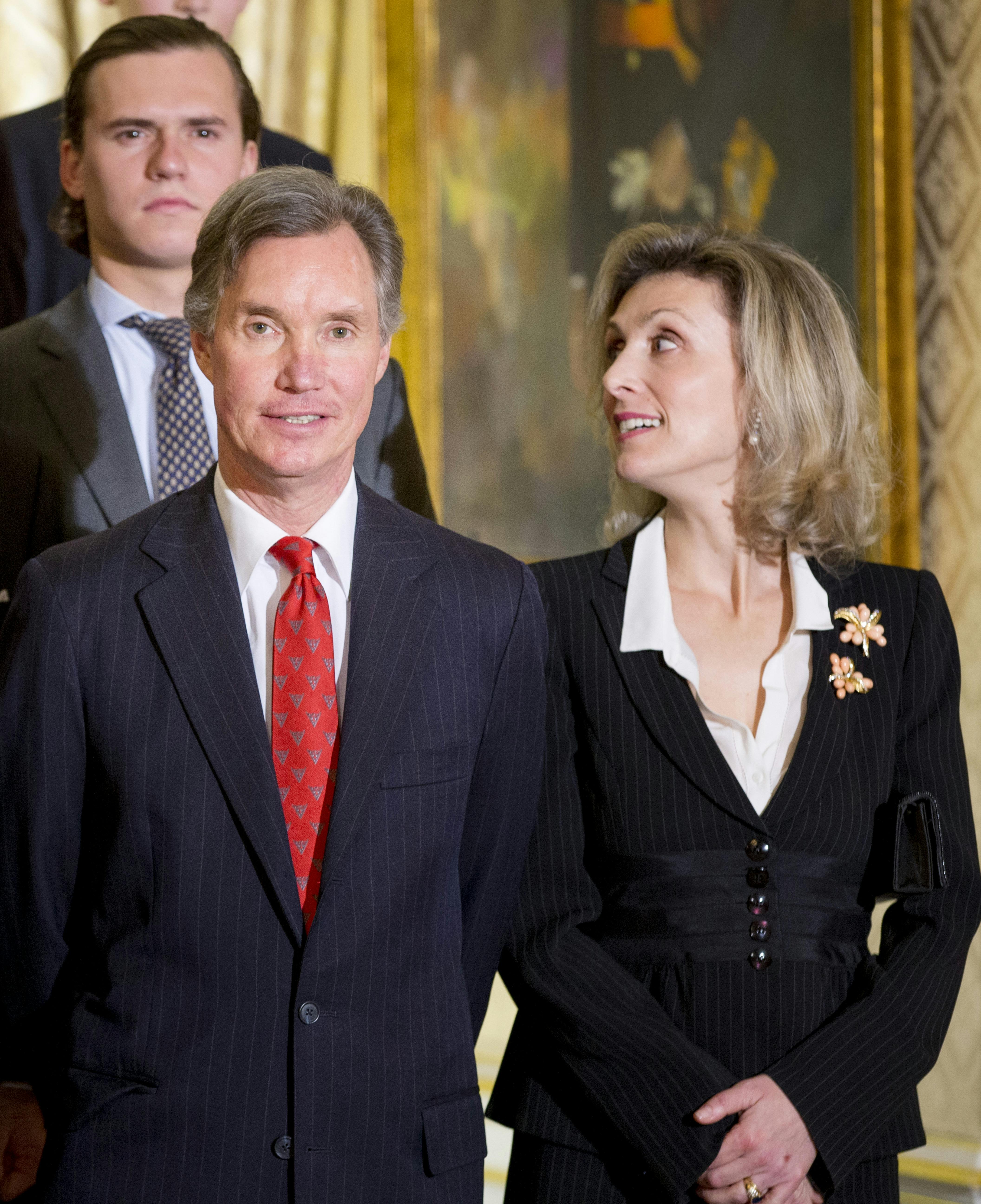 Luxemburg's Prince Guillaume and Princess Sibilla attend the 95th birthday celebration of former Grand Duke Jean of Luxembourg, 9 January 2016. Photo by: Patrick van Katwijk/picture-alliance/dpa/AP Images