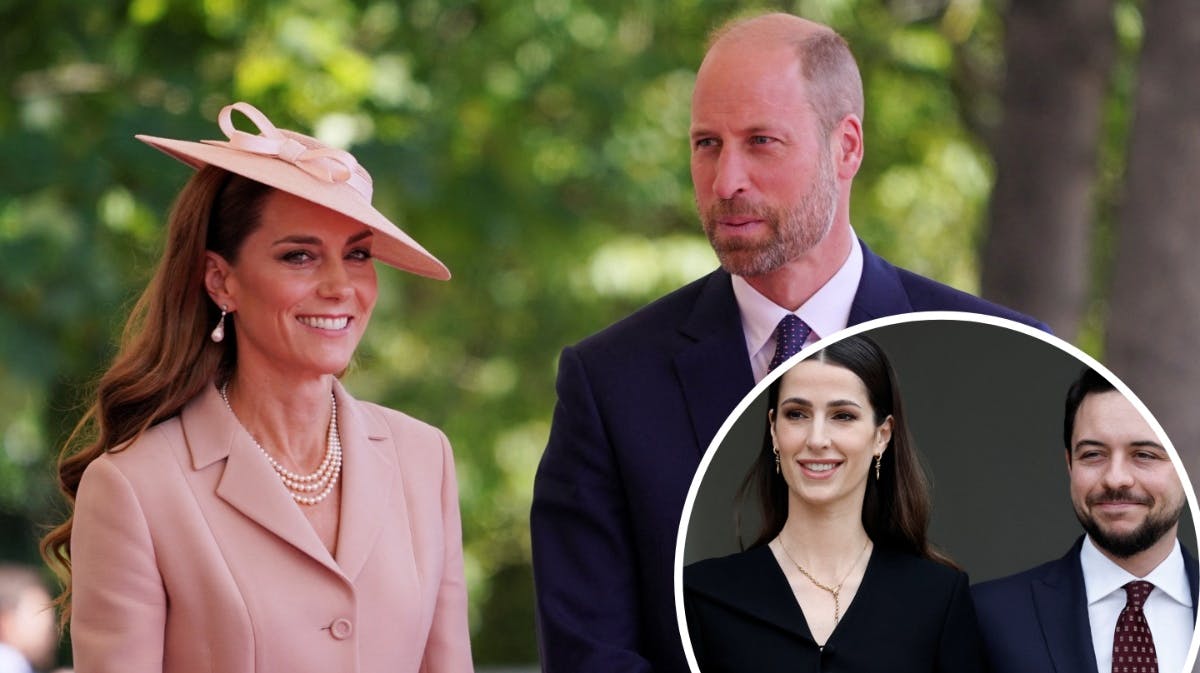 Prinsesse Kate, prins William, kronprins Hussein og kronprinsesse Rajwa.