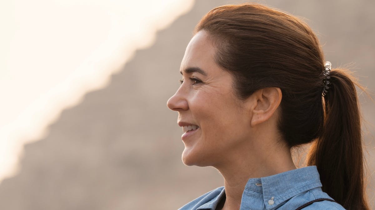 Dronning Mary besøgte pyramiderne og Sfinksen i Giza under sin tur til Egypten.