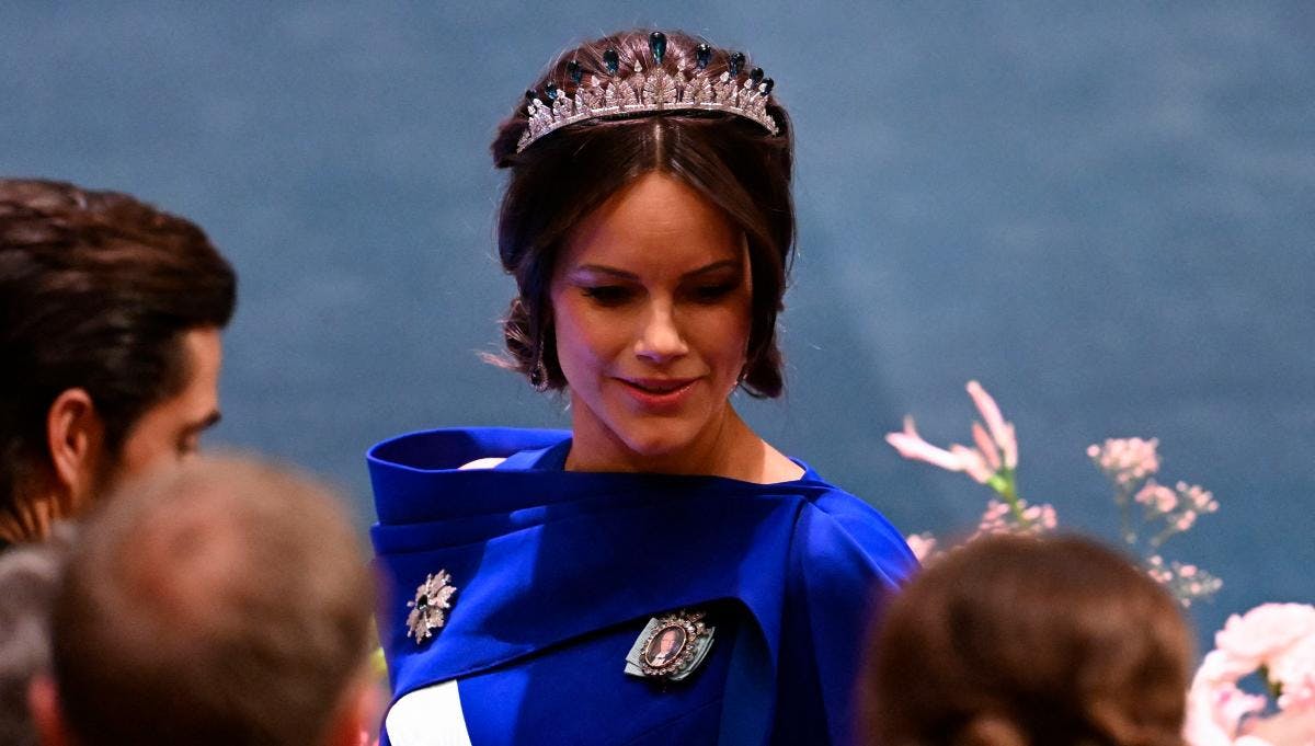 Prinsesse Sofia til Nobelbanketten på Stockholms Rådhus den 10. december 2024. Et par måneder senere kom datteren prinsesse Ines til verden. 