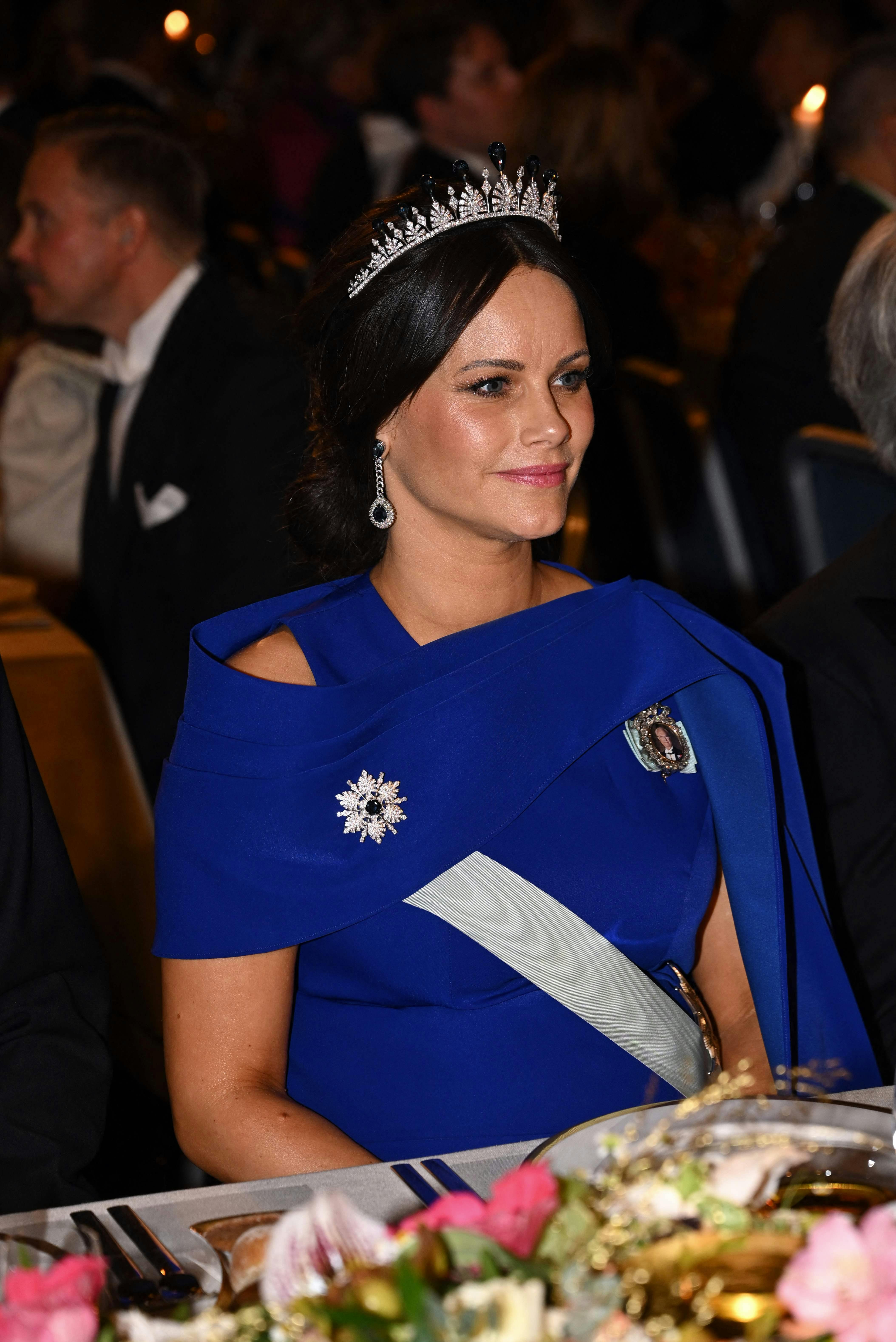 Prinsesse Sofia til Nobelbanketten på Stockholms Rådhus den 10. december 2024. Et par måneder senere kom datteren prinsesse Ines til verden.