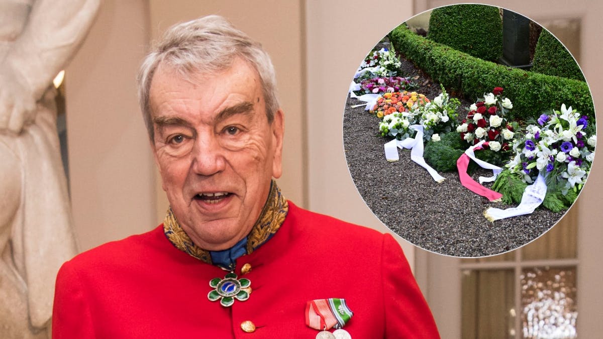 Der var et stort blomsterhav ved Tranekær Kirke, hvor lensgreve Preben Ahlefeldt-Laurvig blev begravet.