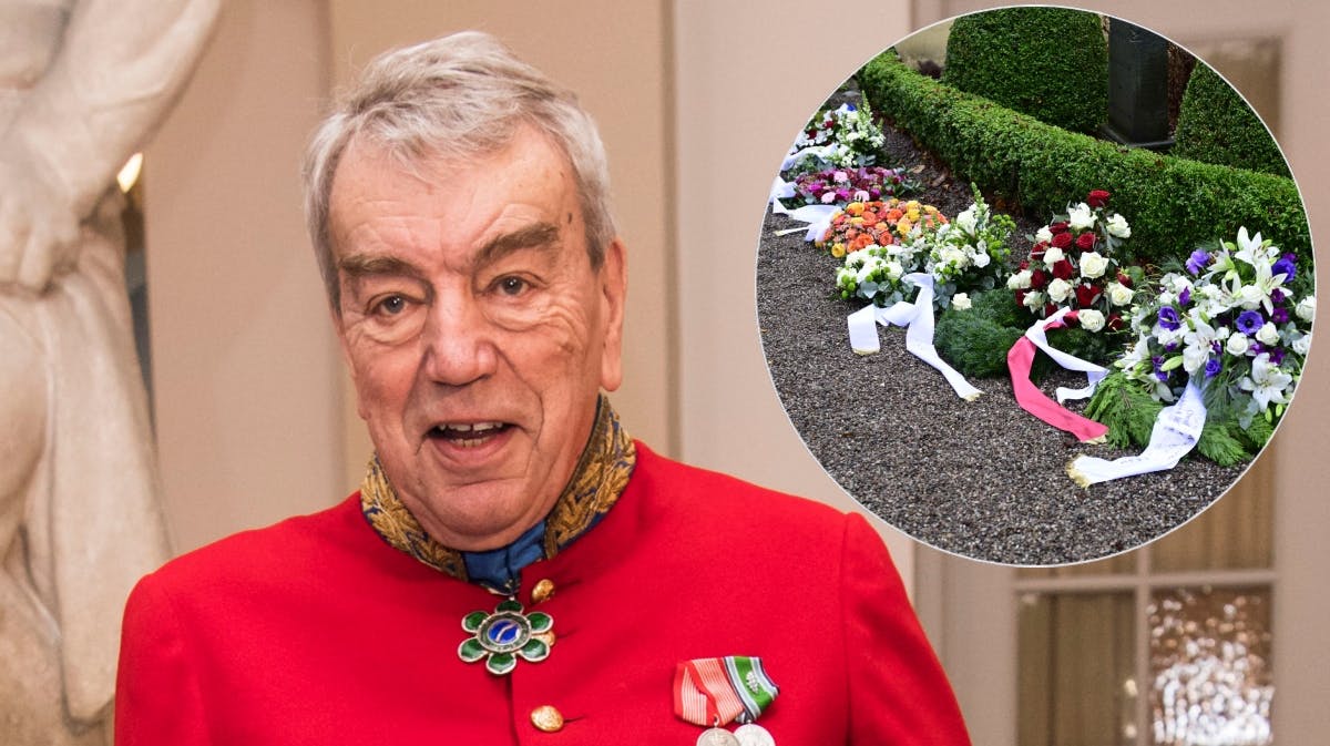 Der var et stort blomsterhav ved Tranekær Kirke, hvor lensgreve Preben Ahlefeldt-Laurvig blev begravet.