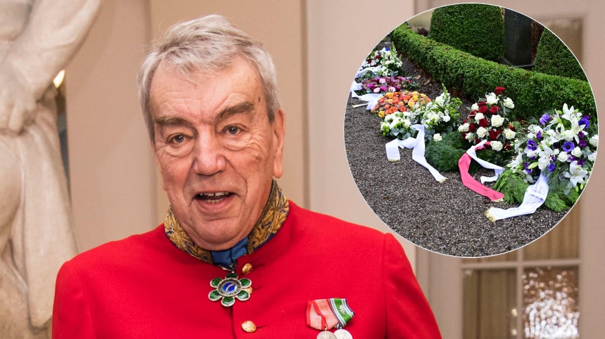 Der var et stort blomsterhav ved Tranekær Kirke, hvor lensgreve Preben Ahlefeldt-Laurvig blev begravet.